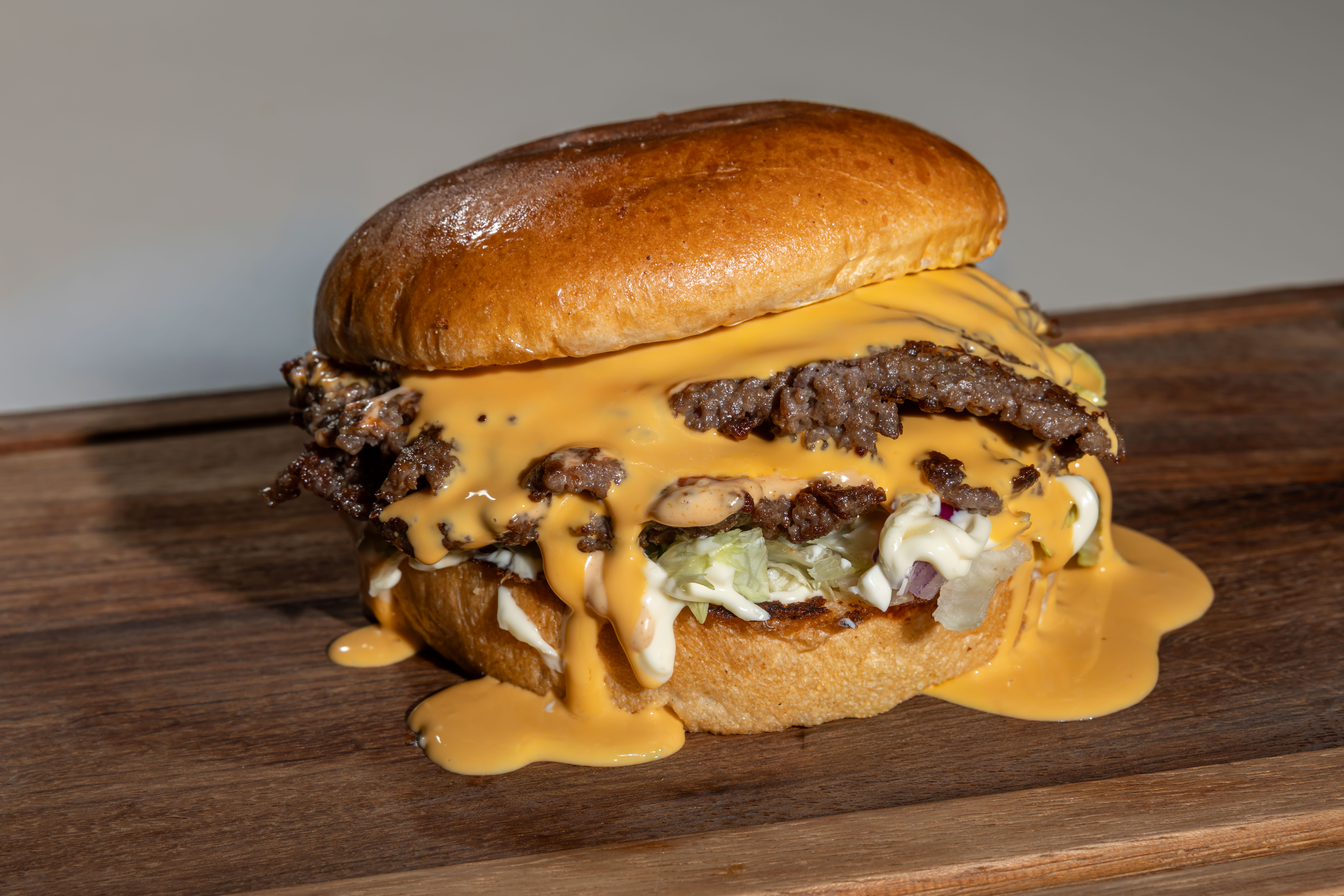 A finished Smash burger