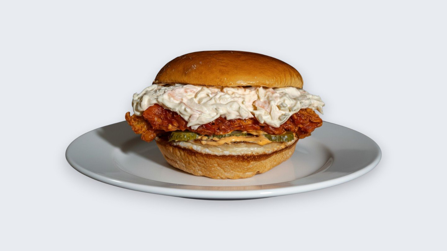 Texas Slaw hot chicken burger